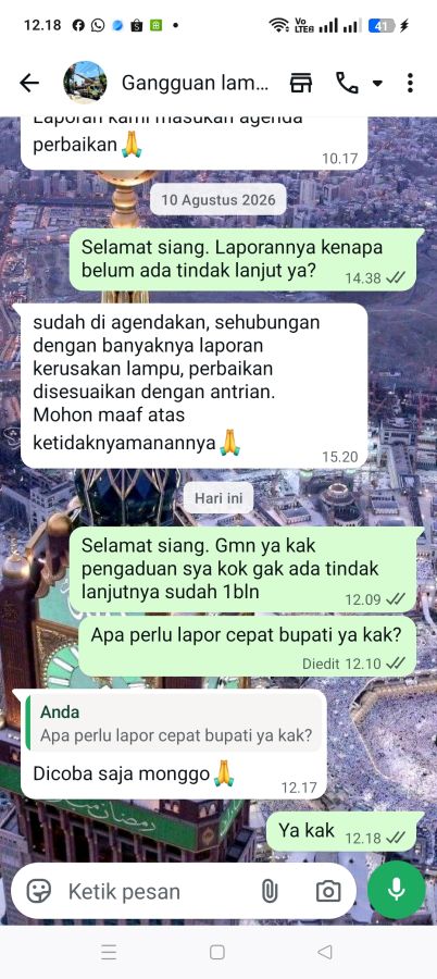 Pengaduan terkait penerangan jalan di desa